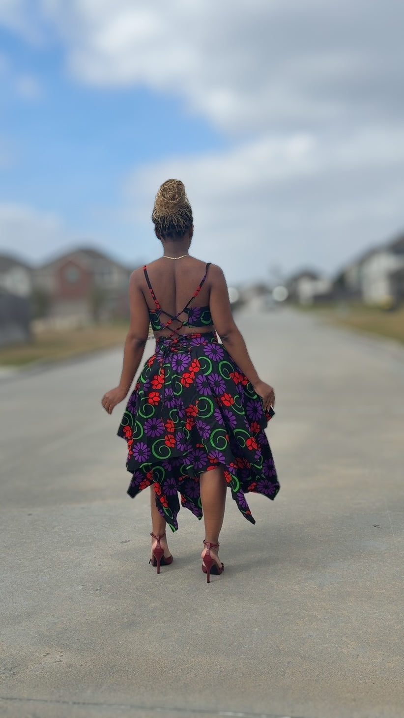 Ankara Bloom Cut Gown