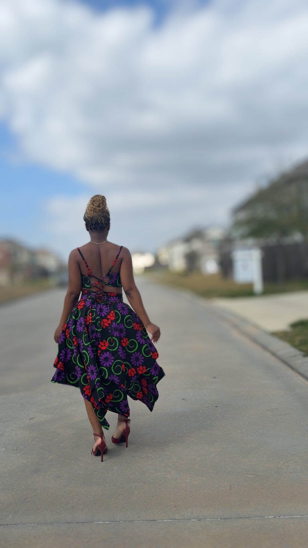 Ankara Bloom Cut Gown