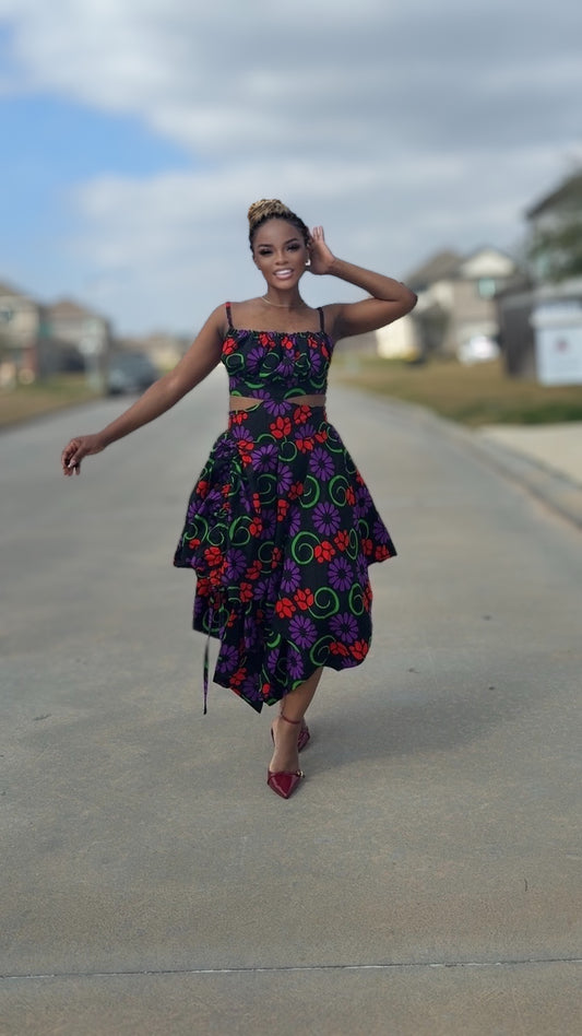 Ankara Bloom Cut Gown