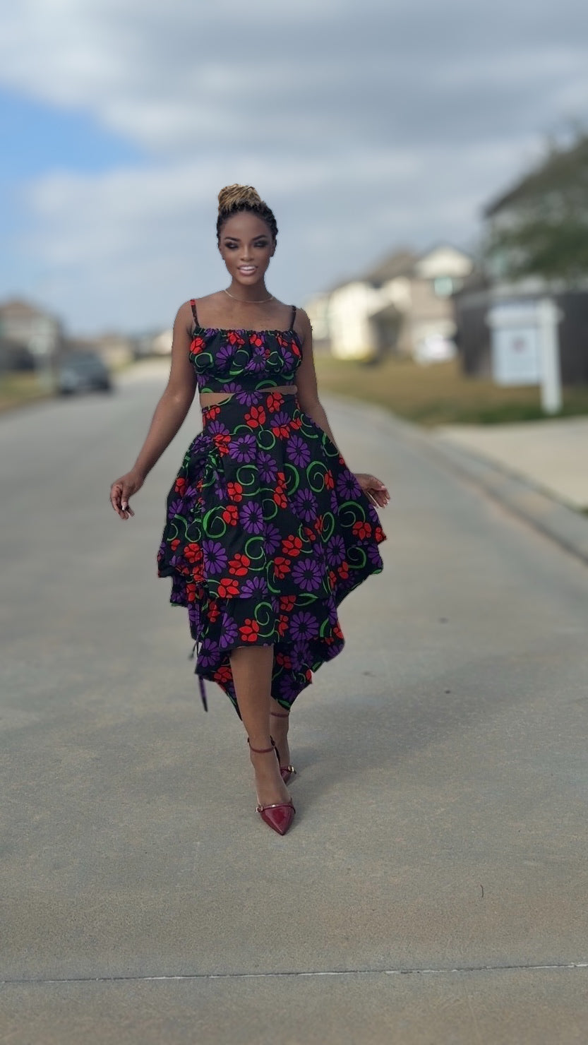 Ankara Bloom Cut Gown