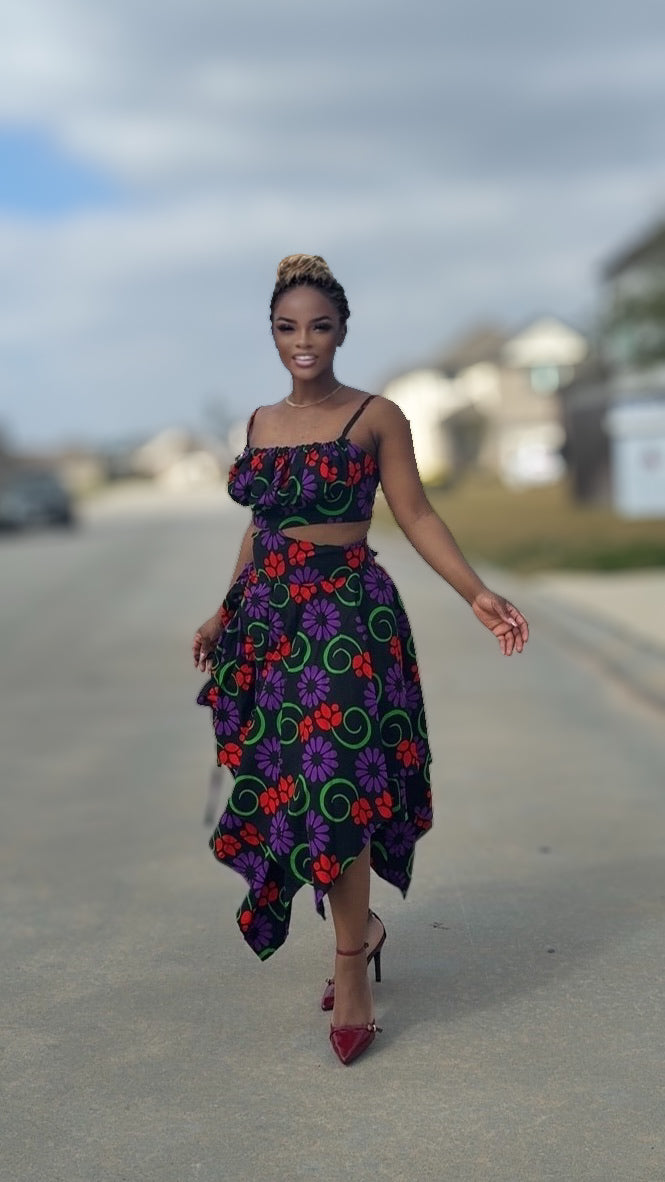 Ankara Bloom Cut Gown